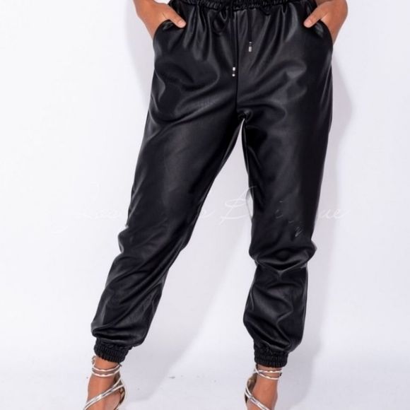 Black Faux Leather Pants
